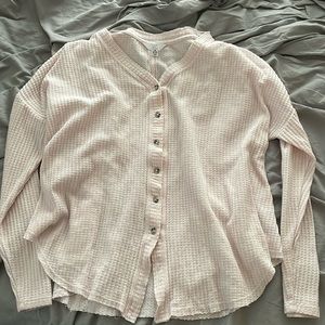 Light Pink Waffle Knit Long Sleeve